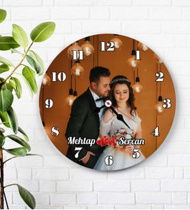 Fotoğraflı İsimli Love Kişiye Özel Duvar Saati