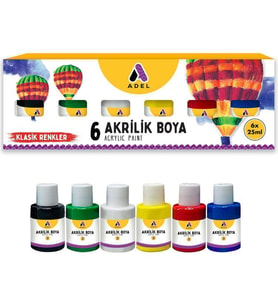 Adel Akrilik Boya Klasik Renkler 6 Renk x 25 ml 