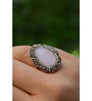 STONEAGE Kedi Gözü Açık Pembe Ayarlanabilir Yüzük