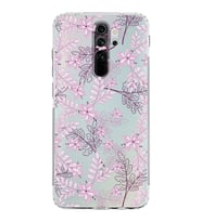 Xiaomi Redmi Note 8 Pro  Kamera Korumalı Kapak Floral Pudra Tasarımlı Şeffaf  Kılıf