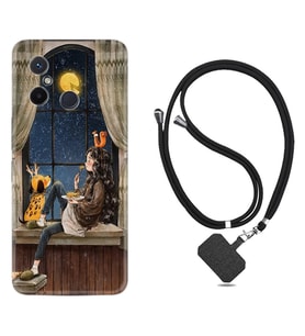 Xiaomi Redmi 12C Kılıf Resimli Boyun Askılı İpli Desenli Silikon Dog And Girl 1358