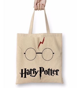 Harry Potter Gözlük Bez Çanta Uzun Saplı