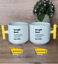 Sevgili Dost Kupa Bardak T Sarı Kulplu Arkadaşa Hediye, Dosta Hediye