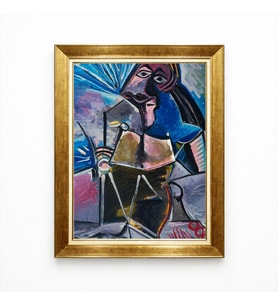Tablore Kübik Soyut Sanat Tasarımlı Gold Çerçeveli Avangart Salon Duvar Tablosu