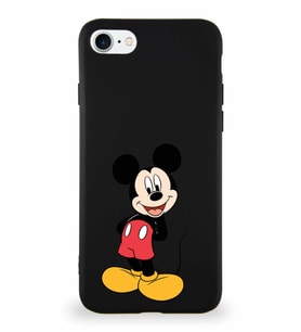 Apple iPhone 7 Soft Premier Kapak Mickey Mouse-B Tasarımlı Silikon Kılıf - Siyah (Şeffaf)