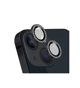 iPhone 11 Taşlı kamera lens koruyucu (Siyah)