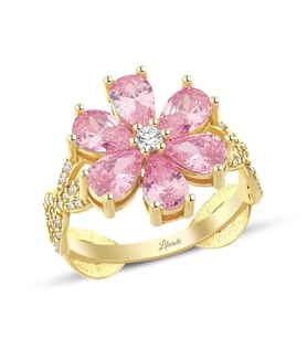 Altın Pembe Damla Taşlı Yüzük (Gold)