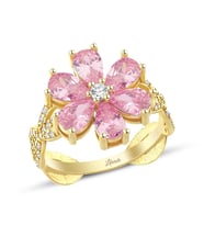 Altın Pembe Damla Taşlı Yüzük (Gold)