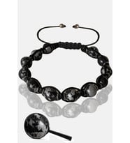 Sertifikalı Gerçek Hematit - Karlı Obsidyen Taşı Bileklik - Ayarlamalı (Çok Renkli)