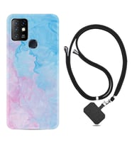 INFINIX Hot 8 9 10 11S Hot 10 Play 10T Kılıf Boyun Askılı Silikon Pink Blue Abstract 1385