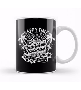 Happy Time Summer Beach Holiday Kupa Bardak Porselen