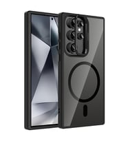 Lexroo Galaxy S24 Ultra Kılıf Standlı ve Kamera Lens Hediyeli M-Safe Şarj Özellikli Etro Kılıf - Siyah