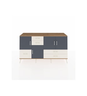 Kronos Konsol 4 Raflı 5 Çekmeceli 4 Kapaklı 176x59x99 Çam-Antrasit/Aytaşı