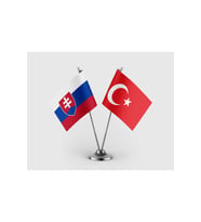Slovakya ve Türkiye Bayrağı İkili Saten Masa Bayrağı Takımı