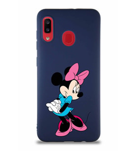 Samsung Galaxy A30 Soft Premier Kapak Minnie Mouse-F Tasarımlı Silikon Kılıf - Lacivert (Şeffaf)