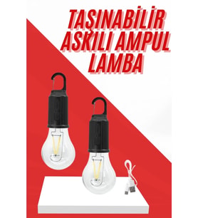 Şarjlı Aydınlatma Ampul Tasarımlı Ambians Işık Askılı Kamp Lambası