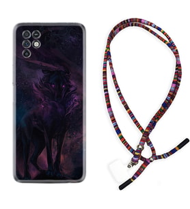 INFINIX Note 11 Pro Note 10 Hot 9 Play Kılıf Boyun Asklı Rasta Silikon Black Purple Wolf 1791