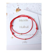 Özel Seri Minimalist Tek Boncuk Kırmızı Ip Bileklik Halhal Set
