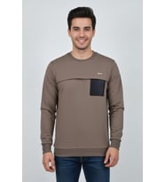 Erkek Mevsimlik Sıfır Yaka Sweatshirt BGL-ST04864 (Açık Kahverengi)