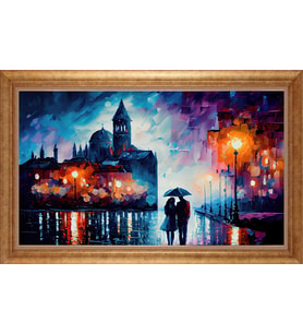 Çerçeveli Paspartulu Manzara Tablo ah1925 (Gold)