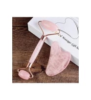 Pembe Kuvars Gua Sha Taşı Masaj Aleti Ve Face Roller 2'li Set 1. Sınıf Özel Kutulu