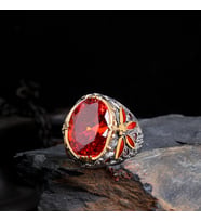 Senin Silver – Hatt-ı Zarafet 925  Özel Kesim El Yapımı Yüzük (Kırmızı)
