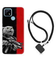 Realme C11 C21 C21Y C25Y C11 2021 Kılıf Boyun Askılı Silikon Çılgın Kedi 1674