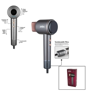 Sinbo Shd-1717 Bldc Turbo Motor Tokmak Model Saç Kurutma Makinesi 1600w 2-kdm.hız 3-kdm.sıcaklık Yapışkanlı Askı