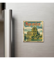 İspanya Spain - Posta Pulu Temalı Ülke - Baskılı Buzdolap Magneti Kare - 9x9 cm