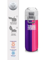 Coral High Erkek Çocuk 500 ml Okul ve Günlük Paslanmaz Çelik Termos - Mor-Pembe Renkli Çizgili - Sızdırmaz