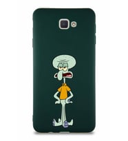 Samsung Galaxy J7 Prime 2 Soft Premier Kapak Squidward Dokunaç Tasarımlı Silikon Kılıf - Yeşil (Şeffaf)