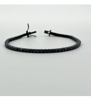 Onix Taşlı Siyah Rodajlı Su Yolu Gümüş Bileklik - 4MM