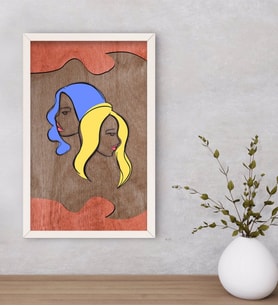 BK Home Woman Line Dekoratif Ahşap Beyaz Çerçeveli Tablo-3