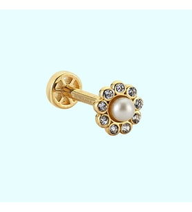 Altın İnci Tragus Piercing 14 Ayar