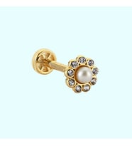 Altın İnci Tragus Piercing 14 Ayar