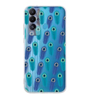 PrintiFy Teco Pova Neo ile Uyumlu 1mm Slim Fit Nazar Boncuğu 4 Baskılı Şeffaf  Kılıf