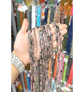 Rodonit Taşı Dikdörtgen Kesim Parlak 4x13mm Doğal Taş Dizi [AA]