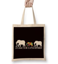 Okay Be Little Different Autism Awareness Elephant Autistic Bez Çanta Uzun Saplı