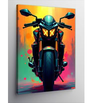Kanvas Tablo Neon Motosiklet