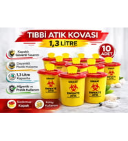 Tıbbi Atık Kovası 1,3 Litre 10 Adet Kapaklı Tıbbi Atık Kutusu Enfekte Atık Kovası Seti