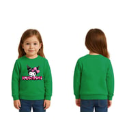 Unisex Kuromi Baskılı Çocuk Swaetshirt 3 İplik Şardonlu (Yeşil)