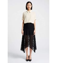 Kadın Midi Dantelli Astarlı A-Line Etek L Beden Normal Bel Rahat Kesim Günlük Giyim Modern Şık Zarif