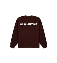 Oversize Kesim Unisex Gaslighting Sweatshirt Kahve
