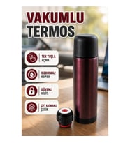 Paslanmaz Çelik Çift Katmanlı Vakumlu Termos – Ofis, Araç ve Kamp Kullanımı