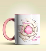 Kişiye Özel Canım Annem 2 Tasarımlı Pembe Kupa Bardak (Pembe)