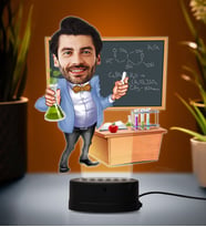 Doğum Günü Hediyesi,Sevgiliye Hediye, Kişiye Özel Fotoğraflı Kimya Öğretmeni Karikatür 3D Led Lamba (Beyaz)