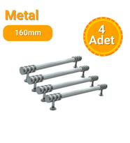 4 Adet Halka Boru Çizgili Kroma Beyaz Metal Mobilya Kulpu 160mm