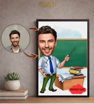 Kişiye Özel Öğretmen Karikatür Çerçeveli Tablo,Kişiye Özel Hediye,Kişiye Özel Tablo (Çok Renkli)