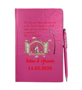 Sevgililer Gününe Özel Pembe Defter Kalem & Hediye Seti 9