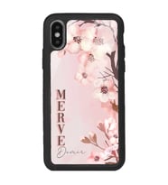 iPhone X - Xs Uyumlu Dikey Sakura Tasarımlı Glossy Telefon Kılıfı